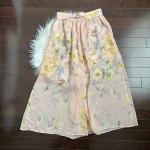 Floral semi sheer wide leg culottes size 2
